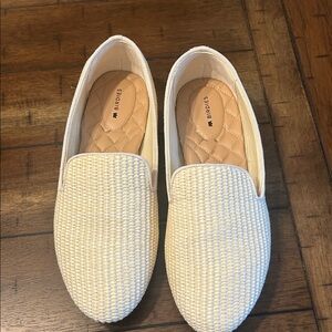 Birdies Starling Woven Flats Ivory Cream Comfort Loafers Size 9.5